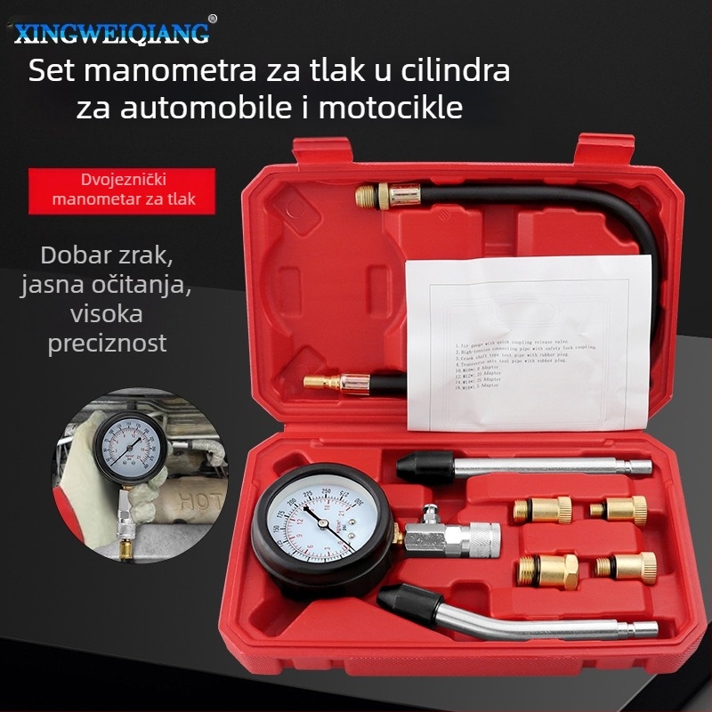Set za mjerenje tlaka cilindra za automobil i motocikl s produžnom šipkom za kućnu upotrebu