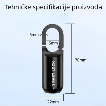 Kućni lokot – tip E, legiran čelik, za torbe, ruksake i ormariće, moderan minimalistički stil