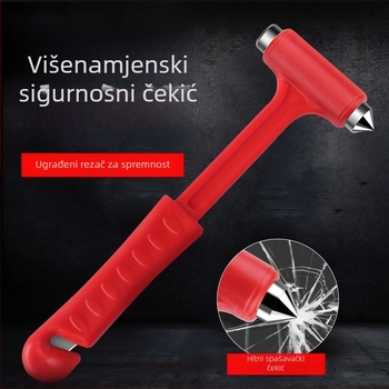 Sigurna čekić za prozor automobila, dvostruke funkcije s konusnom glavom, metal i plast, težina 100 g