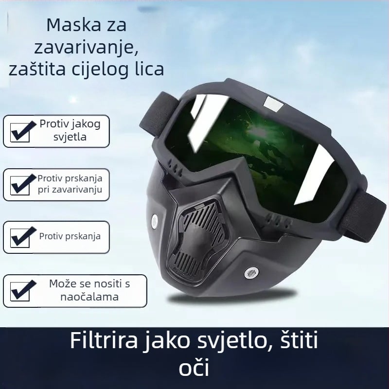 Zavarivačka maska s protivmaglom, HD, s odvojivim zaštitnim naočalama za cijelo lice