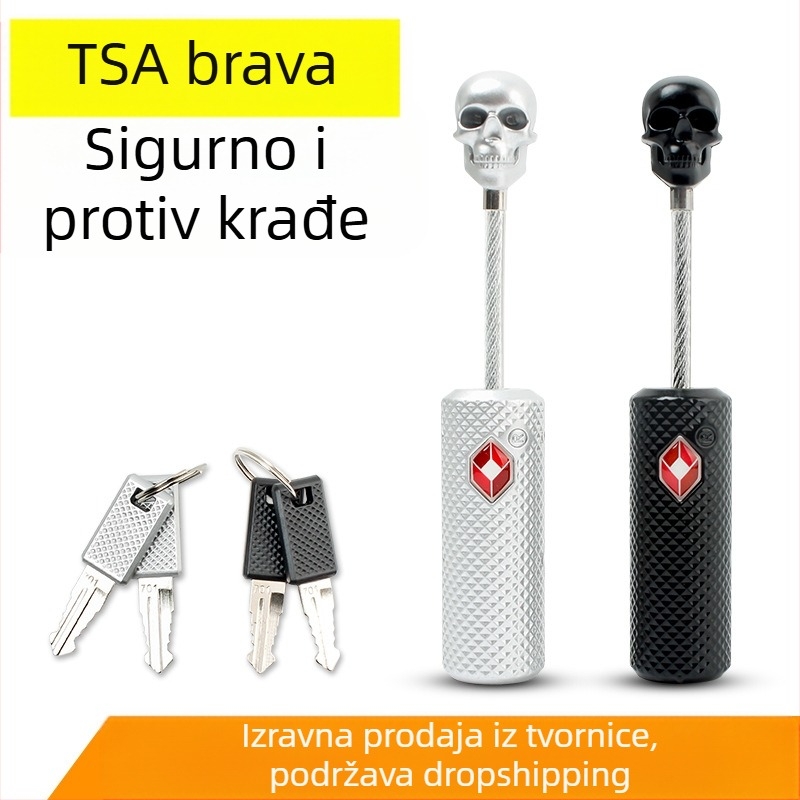 Yif TSA 13226 brava za prtljagu s dizajnom lubanje – cinkova legura, zaključavanje s kodom, protiv krađe