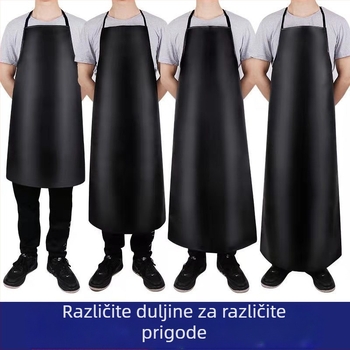 PU kožna vodootporna i otporna na ulje pregača, crna, meka koža, za prehrambenu industriju i školsku kuhinju, ženska verzija