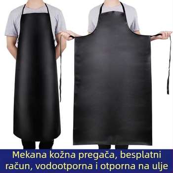 PU kožna vodootporna i otporna na ulje pregača, crna, meka koža, za prehrambenu industriju i školsku kuhinju, ženska verzija