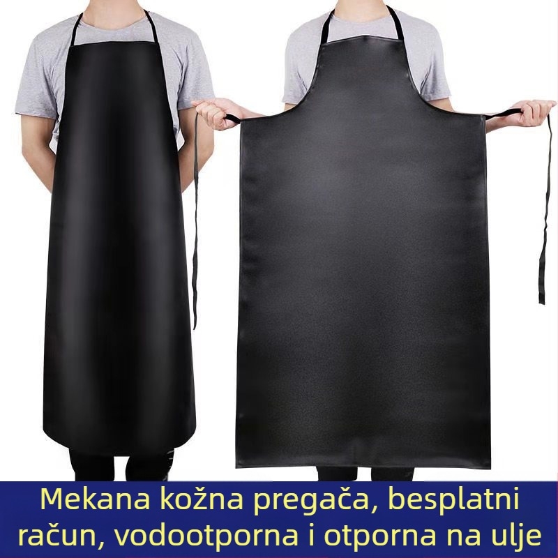 PU kožna vodootporna i otporna na ulje pregača, crna, meka koža, za prehrambenu industriju i školsku kuhinju, ženska verzija