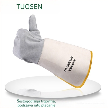 Zavarivačke rukavice od kravlje kože, dvostruki sloj, puna koža, za rezanje i zavarivanje, masa 160–260 g, podrijetlo Linyi