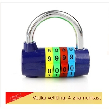 Katanac s kombinacijom od cinkovog legura, 4/5-cifreni, model 206, za garderobe i vrata, debljina šipke zaključavanja 7