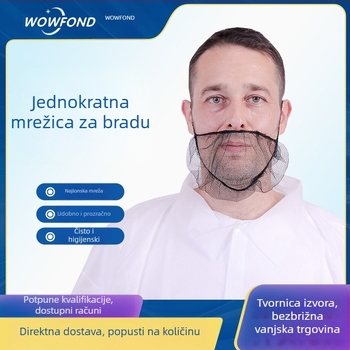 Jednokratna zaštita za bradu od najlona s crnom mrežom, prašinu otporna, za nošenje na glavi