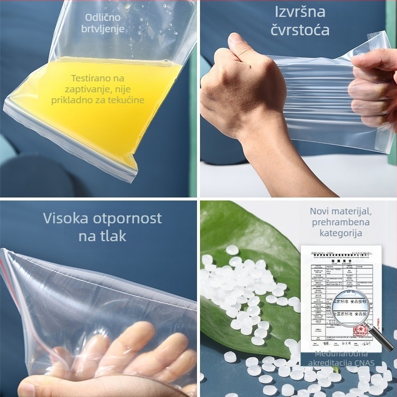 Debela prozirna PE samoljepljiva vrećica za skladištenje s logom; dužina zatvaranja 1,5 cm; pogodna za paketiranje čaja, sušenog voća, voća i povrća, darovnu ambalažu