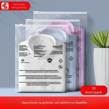 Torba s zatvaračem za odjeću, prozirno-matirana površina, organizator za T‑majice — marka Pengsheng; dvostruka debljina 12 Silk; dopuštena greška 0,2; dnevna proizvodnja 5 milijuna