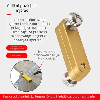 Čelični pravilo s podesivim zaustavljačem i locatorom za označavanje za stolarstvo – model 5090
