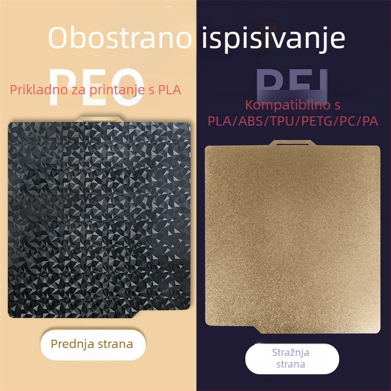 3D nadogradnja dvostrano opružne čelične ploče s glatkim PEO i teksturiranim PEI, 257x257 mm, za BAMBU LAB X1