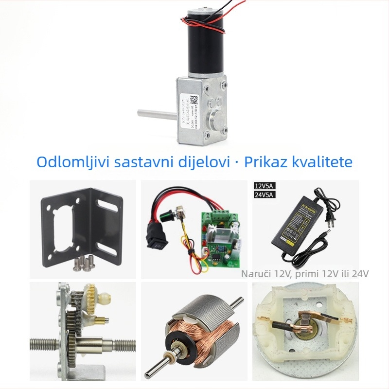 DC motor s reduktorom s D-osi, model 5840-31ZY-D, 21W, 12/24V, dimenzije 58×40 mm, učinkovitost 90%