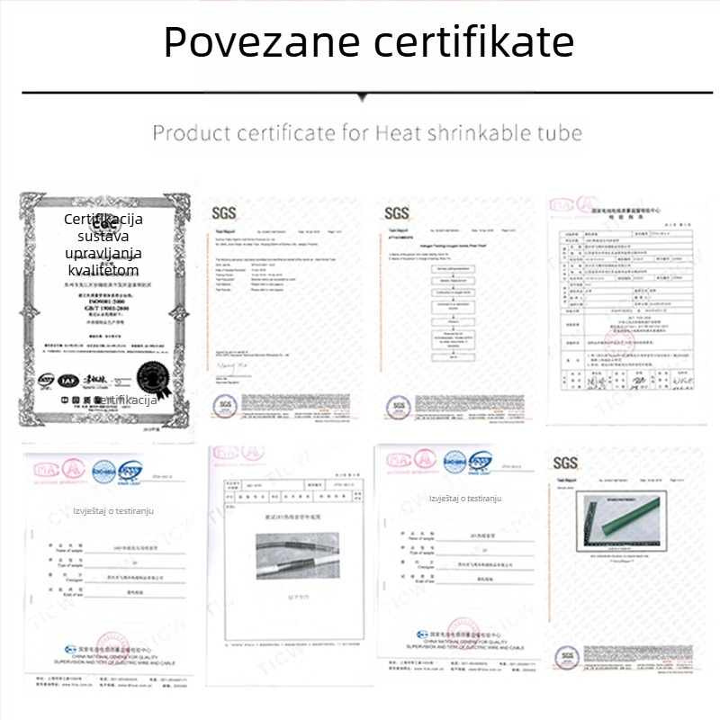 Set toplinsko uvlačnih cijevi, Serija 100D, 260°C, 1000V, Razina plamena V2