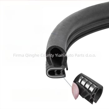 Automobilska gumena brtva, U-oblik profila, otporna na prašinu, vodootporna i zvučno izolirana, za distribucijske ormariće; otpornost na starenje, UV otpornost, otpornost na ozon, otpornost na kiseline i baze