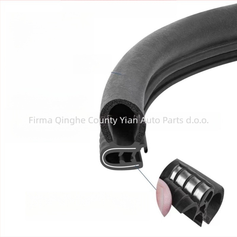 Automobilska gumena brtva, U-oblik profila, otporna na prašinu, vodootporna i zvučno izolirana, za distribucijske ormariće; otpornost na starenje, UV otpornost, otpornost na ozon, otpornost na kiseline i baze