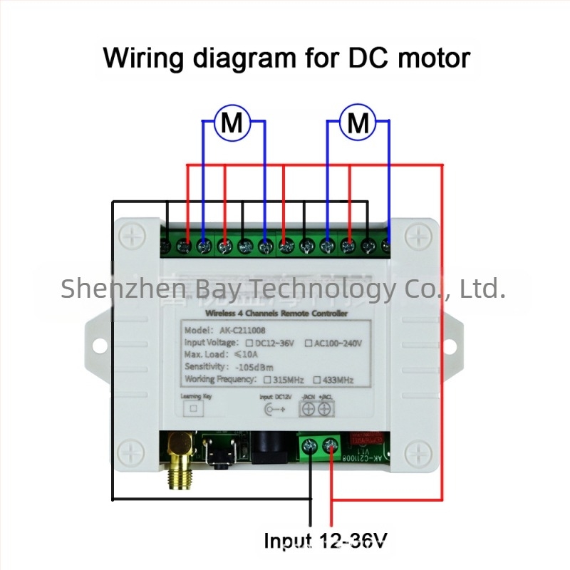 Bežični daljinski upravljač za zadnju pločnu dizalicu automobila, DC12-36V, 4-kanalni, 433MHz, CE