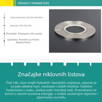 99,6% čisti nikl – niklena traka za 18650 ćelije i pakete baterija za električna vozila — točkasto zavarivanje, N6