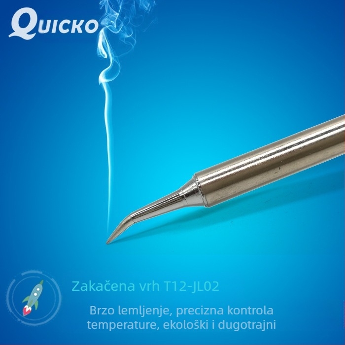 Špica za lemilicu T12 – zakrivljeni vrh, bezolovni bakar, 0-480°C, 70W