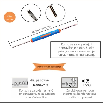 6-u-1 set alata za lemljenje, 6 komada za elektroničke PCB ploče, krom-vanadijevo čelik, metrički standard, za telekomunikacijsku održavanje