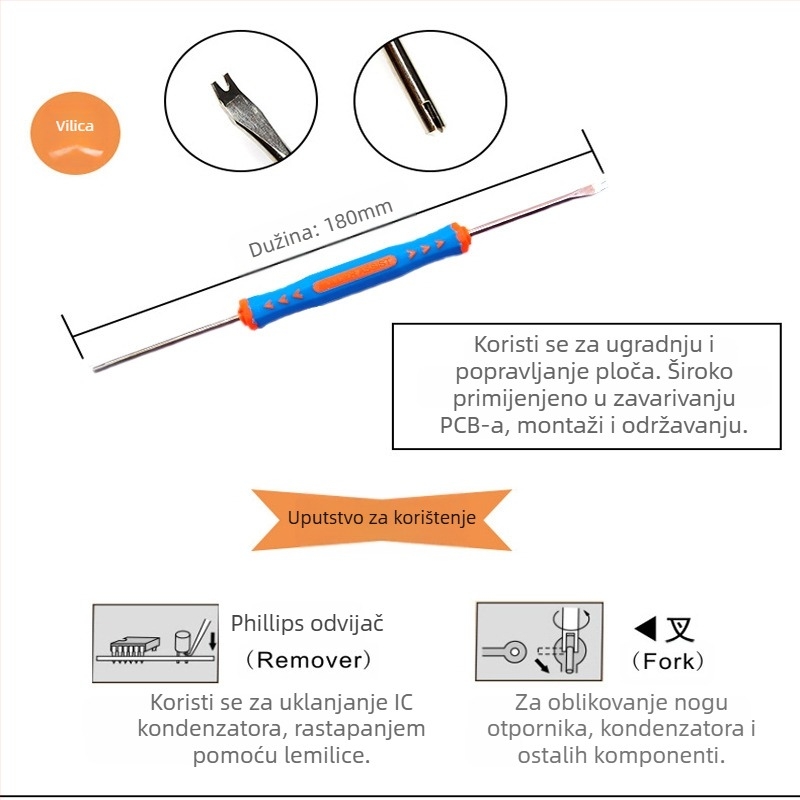 6-u-1 set alata za lemljenje, 6 komada za elektroničke PCB ploče, krom-vanadijevo čelik, metrički standard, za telekomunikacijsku održavanje
