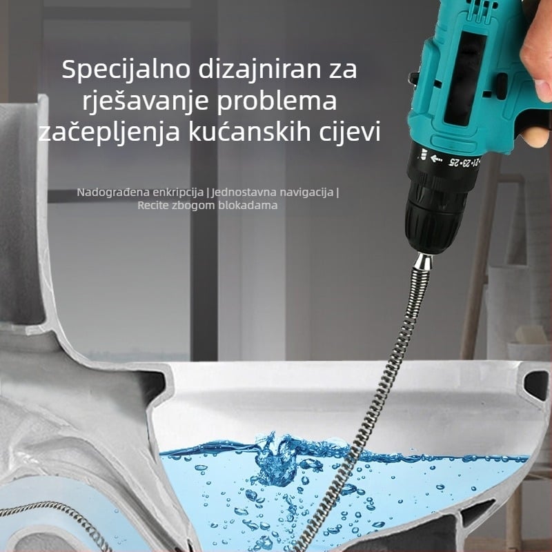 Električni čistač odvoda za WC, kuhinjske cijevi i kupaonice