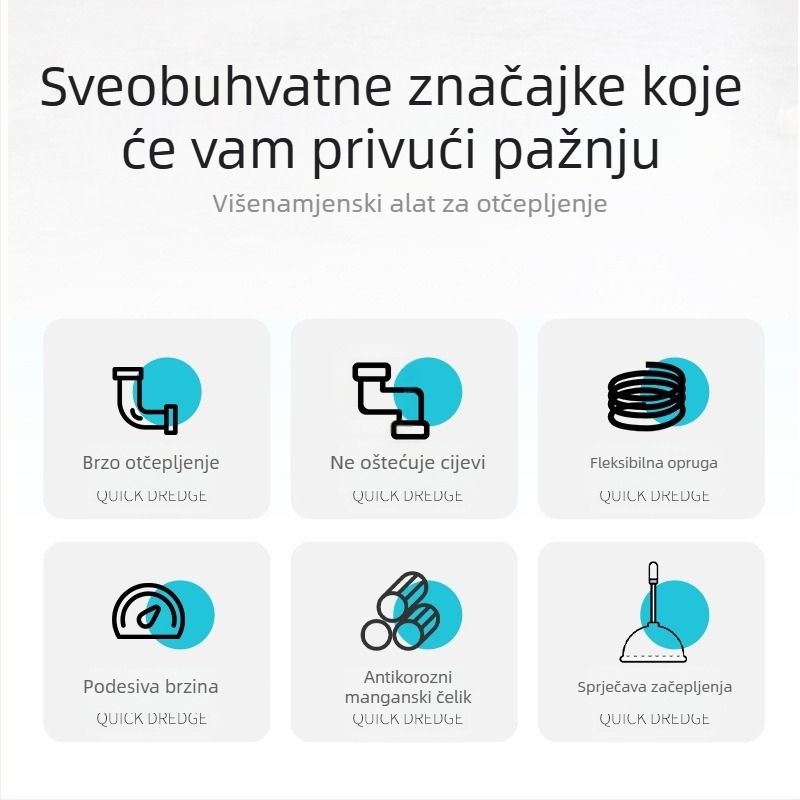 Električni čistač odvoda za WC, kuhinjske cijevi i kupaonice