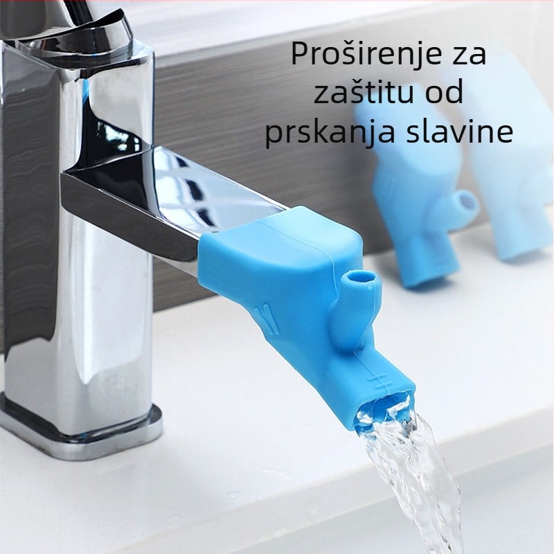 Proširenje slavine za djecu sa silikonskim izlazom protiv prskanja, priključna ugradnja, jednoručno upravljanje, silikonski materijal, maksimalna temperatura 100°C