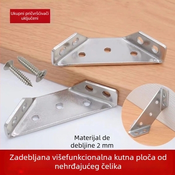 Nerđajući čelični kutni držač za namještaj – višenamjenski učvršćivač, trostrano učvršćenje, protiv ljuljanja, sa šarafima