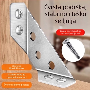 Nerđajući čelični kutni držač za namještaj – višenamjenski učvršćivač, trostrano učvršćenje, protiv ljuljanja, sa šarafima
