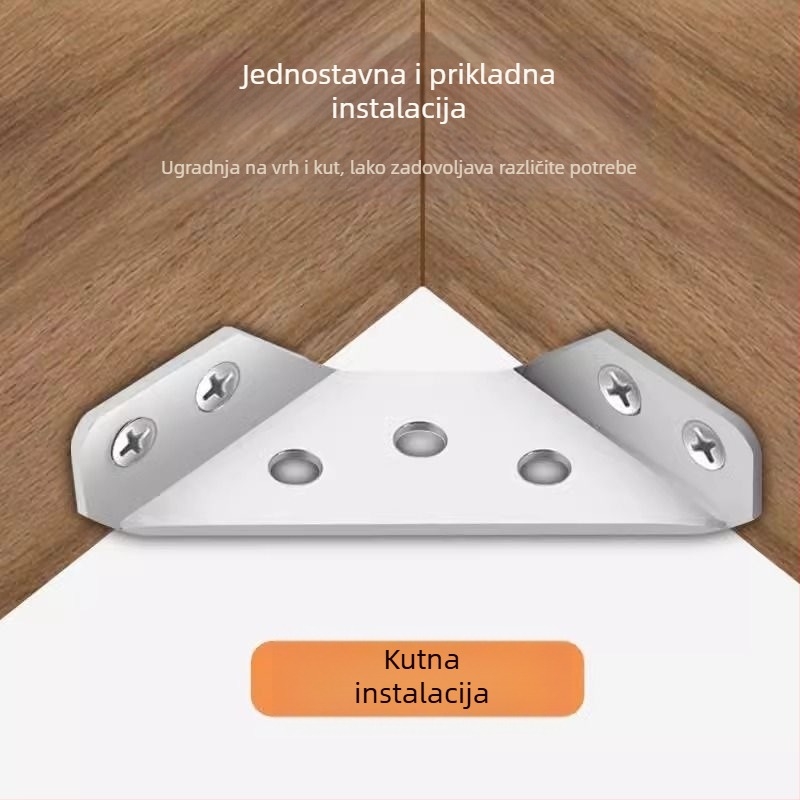 Nerđajući čelični kutni držač za namještaj – višenamjenski učvršćivač, trostrano učvršćenje, protiv ljuljanja, sa šarafima
