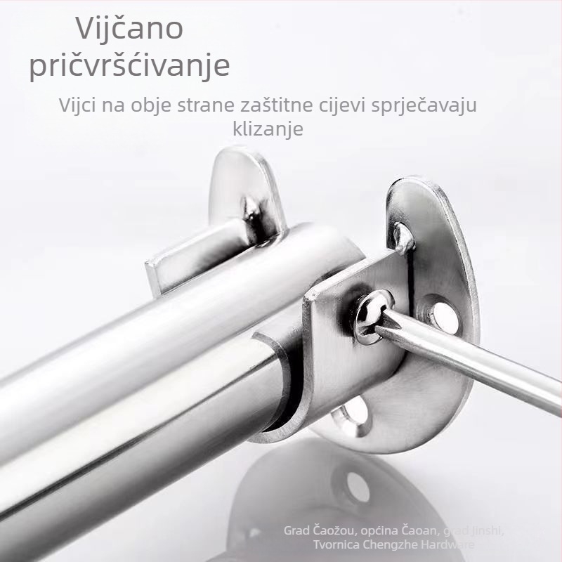 Nerđajući čelik flange podloga za horizontnu šipku garderobe – zavareni spoj, otporan na koroziju i visok tlak, promjeri 19/22/25/32 mm