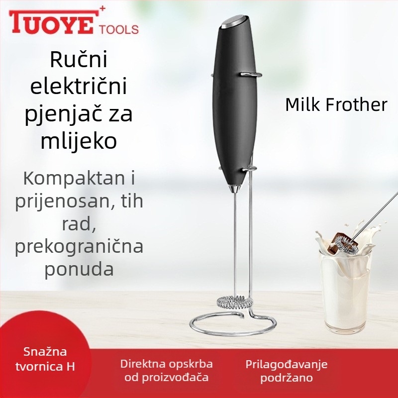 Električni pjenjač za mlijeko, mini bežični ručni mikser za kafu, nehrđajući čelik 304