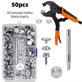 Set kopči s kliještima – 152 komada, materijali: nehrđajući čelik/željezo/bakar, za šatore, torbe i ručni rad
