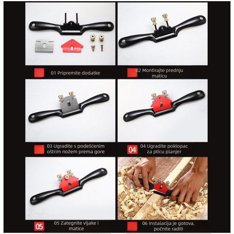 Drveni ručni planer, model Bird Planer, alat za stolarski DIY