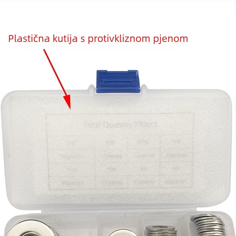 Set opružnih podložaka od 304 nehrđajućeg čelika, u kutiji – protiv otpuštanja, uključene vijci, 480/600 komada, GB93 Klasa A