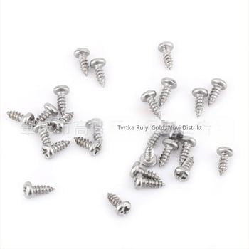 800 komada u kutiji: samorezne vijci s glavom pan, od nehrđajućeg čelika 304, niklani premaz, klasa 4.8