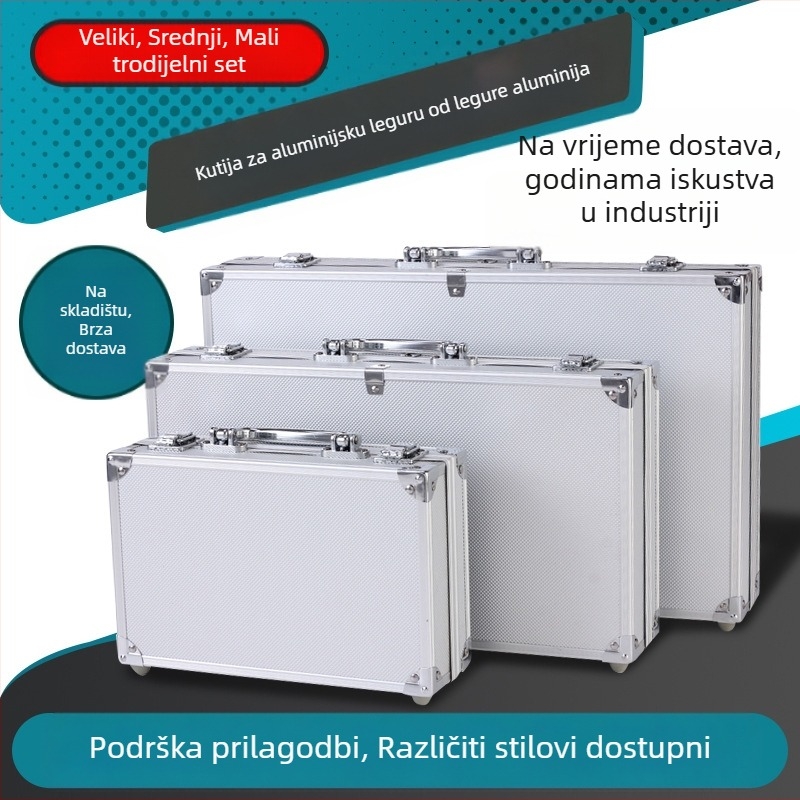 Xinjing kutija za alate od aluminijske legure, ručna, s aluminijskim okvirom za skladištenje alata