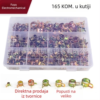 165 komada cijevnih stezaljki s bojom cinka, galvanizirani elastični prsteni, u kutiji