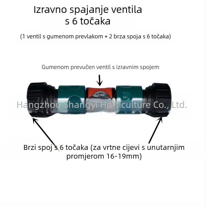 Proširivač za vrtno crijevo: popravak crijeva, ravni prolaz, brzo spajanje (popravak crijeva; ravni prolaz; brzo spajanje)