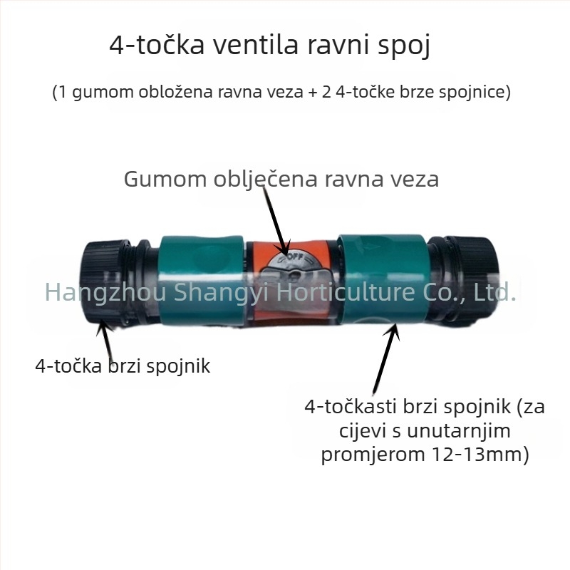 Proširivač za vrtno crijevo: popravak crijeva, ravni prolaz, brzo spajanje (popravak crijeva; ravni prolaz; brzo spajanje)