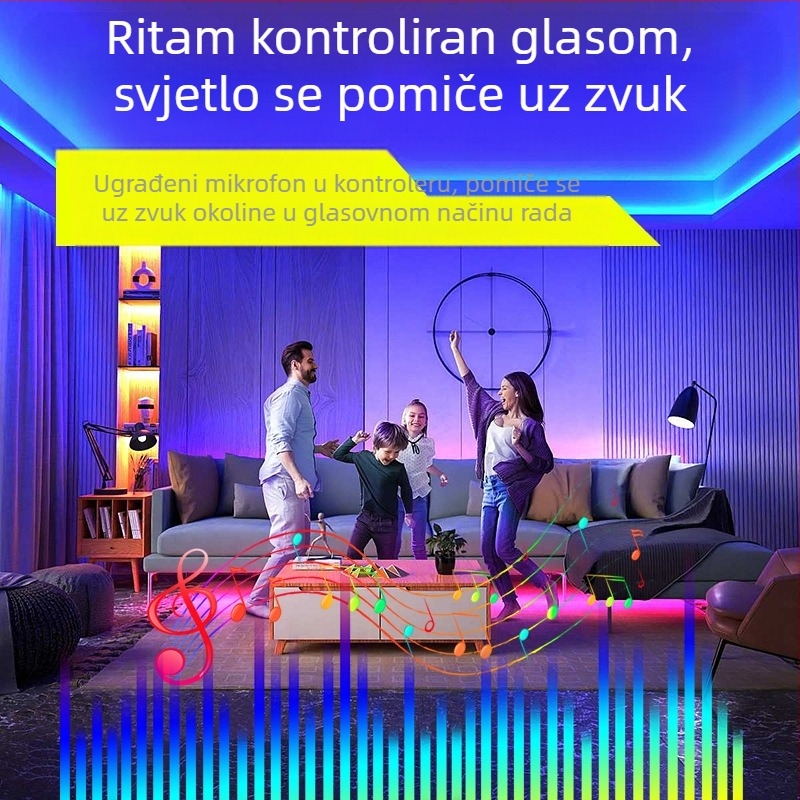 Inteligentna Bluetooth LED traka za osvjetljenje, samoljepljiva 5050 RGB, fleksibilna, 12V niske napetosti, dugi set LED traka