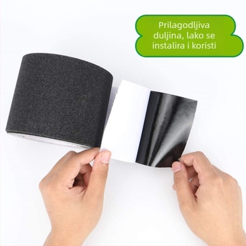 PVC matna crna protuklizna traka, 30 cm x 10 m, otporna na habanje za stepenice
