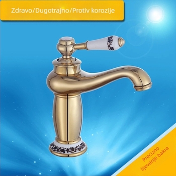 Slavina za umivaonik s miješalom, jednoručna, bakreno tijelo, model ZY-1606-H, ugradnja na ploču