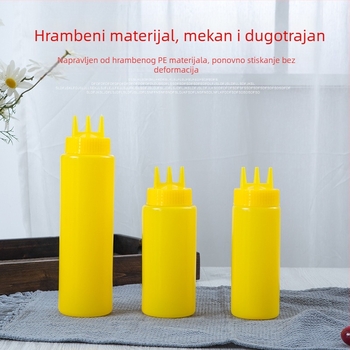 Plastična boca za umake s tri otvora – prilagodljiva, s tiskanim logom