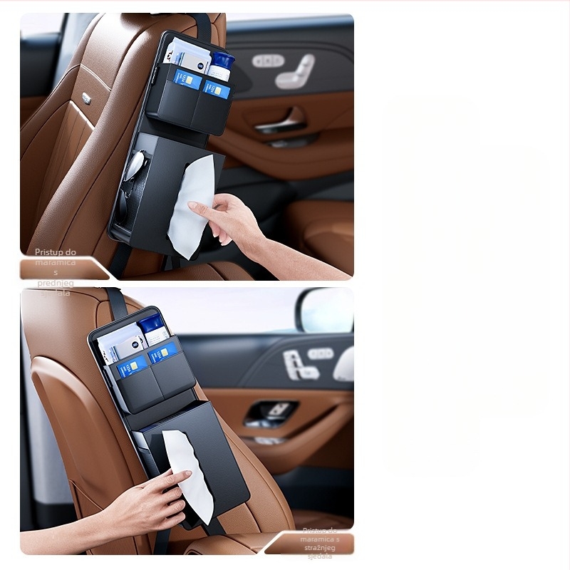 Kožni držač maramicа za bočnu stranu sjedala automobila, Cabron, prilagodljiv, privatna marka dostupna