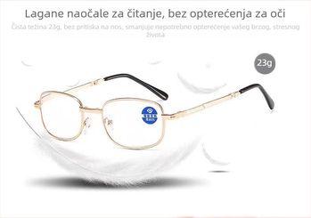 Naočale za čitanje s punim metalnim okvirom i lećama od smole, stil kutije