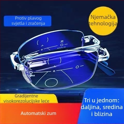 Naočale za čitanje s punim metalnim okvirom i lećama od smole, stil kutije