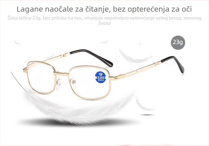 Naočale za čitanje s punim metalnim okvirom i lećama od smole, stil kutije