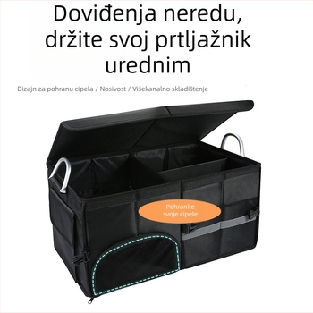 Kutija za skladištenje u prtljažniku automobila, 65L kapaciteta, sklopiva, vodootporna, Oxford tkanina, s ručkom
