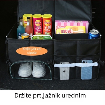 Kutija za skladištenje u prtljažniku automobila, 65L kapaciteta, sklopiva, vodootporna, Oxford tkanina, s ručkom